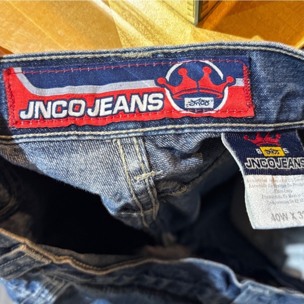 VINTAGE JNCO Men's Blue Jeans skater Pants with Embroidered Detail 40x32 - Picture 6 of 6